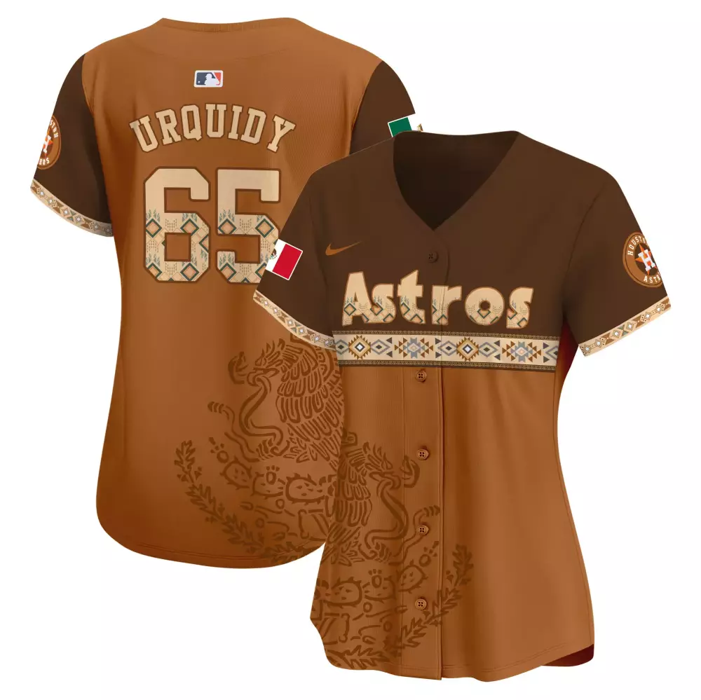 Yordan Urquidy 65 Houston Astros Women's Stitched Jersey | Brown 2023 Name Patch | Fan Gear for Men, Women & Youth