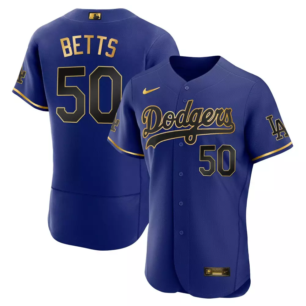Betts 50 Men's Los Angeles Dodgers Green Cool Base Jersey | All Stitched Name Patch 2023 | Replica Fan Gear | For Men, Women & Youth