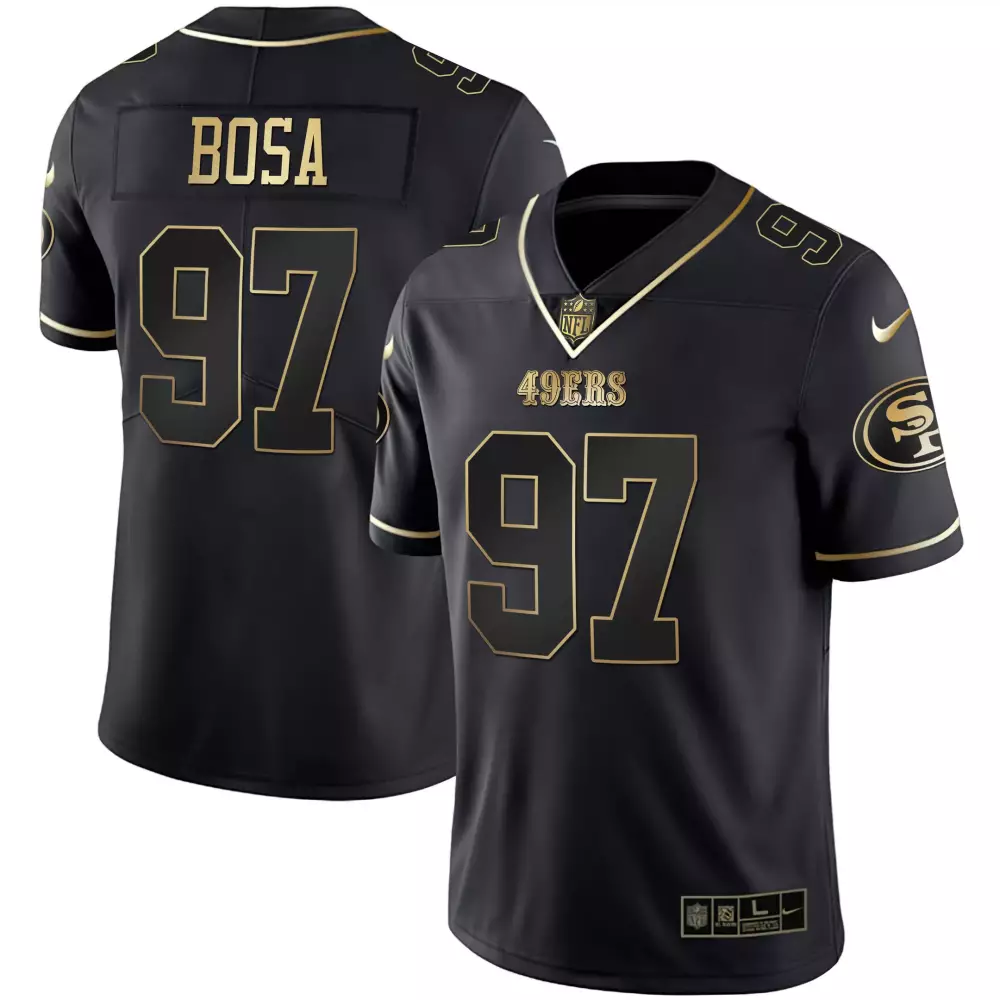 Bosa 97 Black Stitched Jersey | 49ers 2023 Name Patch | Fan Gear for Men, Women & Youth