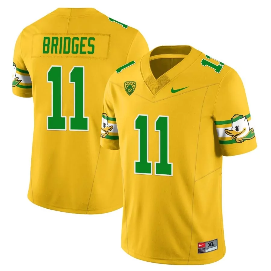 Bridges 11 Oregon Ducks 2023 Yellow Stitched Jersey | Name Patch | Limited Edition Fan Gear for Men, Women & Youth