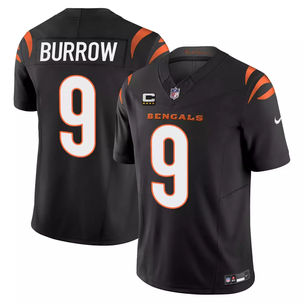 Burrow 9 Cincinnati Bengals Black Stitched Jersey | Name Patch Men's Style 2023 | Game Day Outfit for All