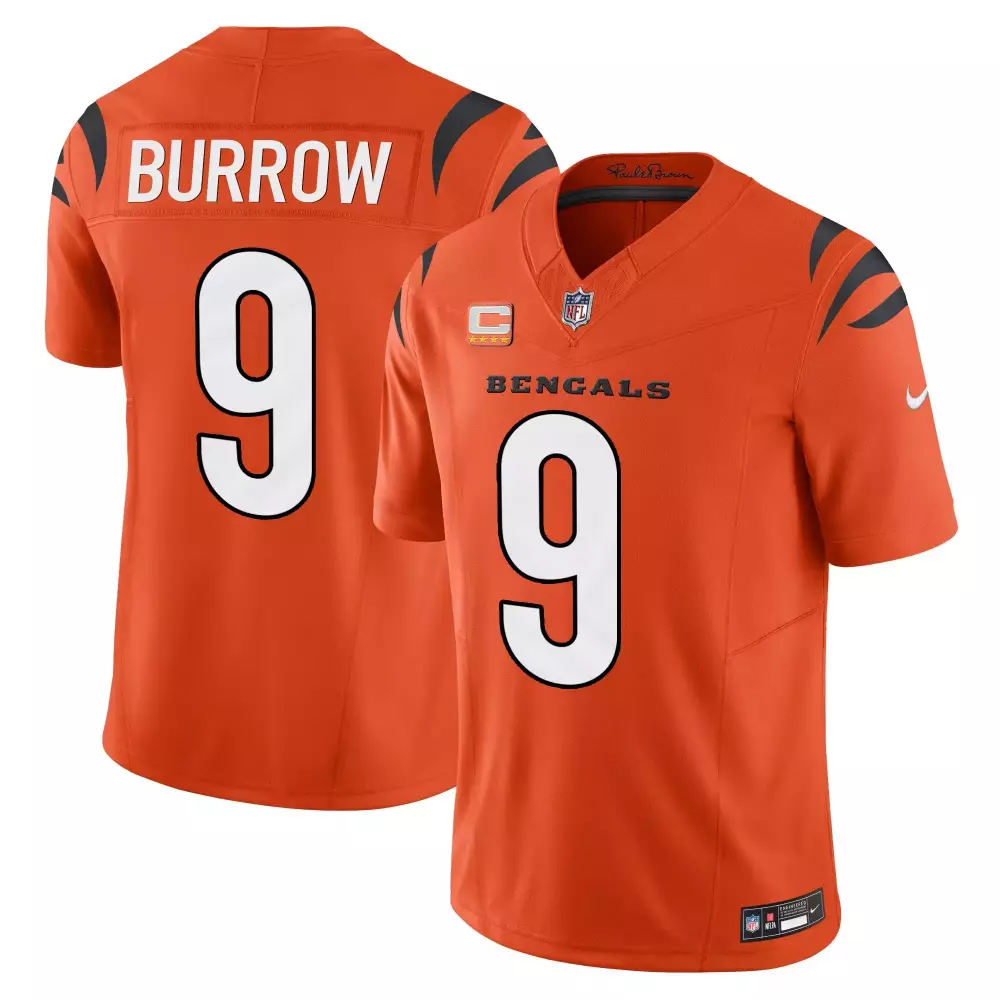Burrow 9 Cincinnati Bengals Men's Orange Stitched Jersey | With Name Patch 2023 | Game Day Outfit for All