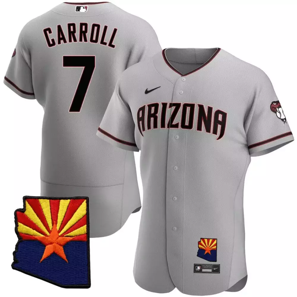 Carroll 2023 Arizona Diamondbacks Jersey | Gray Stitched | Name Patch | For Men, Women & Youth