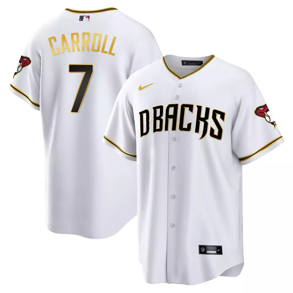 Carroll 7 Arizona Diamondbacks Men's White Stitched Jersey | Name Patch 2023 | Fan Gear for Men, Women & Youth