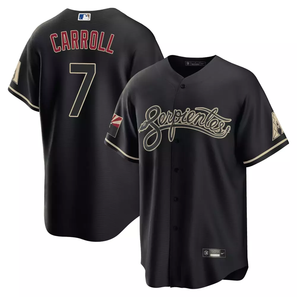 Carroll 7 Arizona Diamondbacks Black All Stitched Jersey | Name Patch 2023 | Fan Gear for Men, Women & Youth