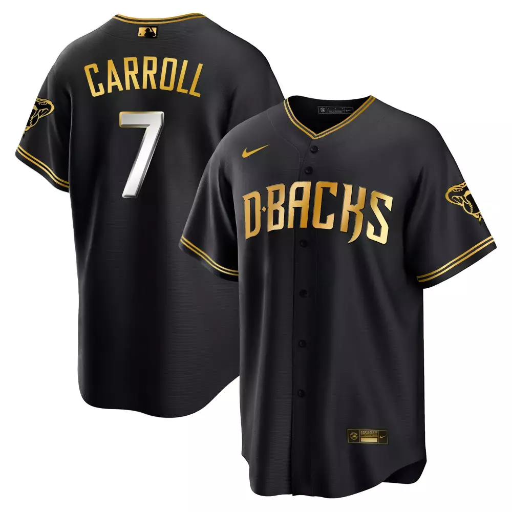 Carroll 7 Arizona Diamondbacks Black Stitched Jersey | Name Patch 2023 | Stylish Fan Gear for Men, Women & Youth