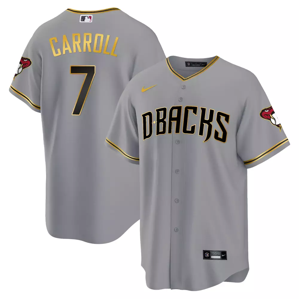 Carroll 7 Arizona Diamondbacks Gray Stitched Jersey | Name Patch 2023 | Stylish Fan Gear for Men, Women & Youth