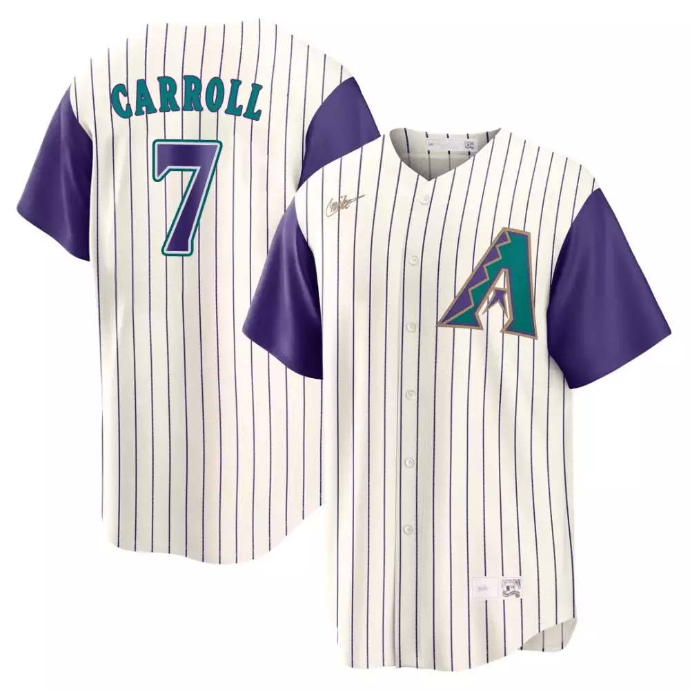 Carroll 7 Arizona Diamondbacks Stitched Jersey | 1998 White & Purple Theme | Fan Gear for Men, Women & Youth