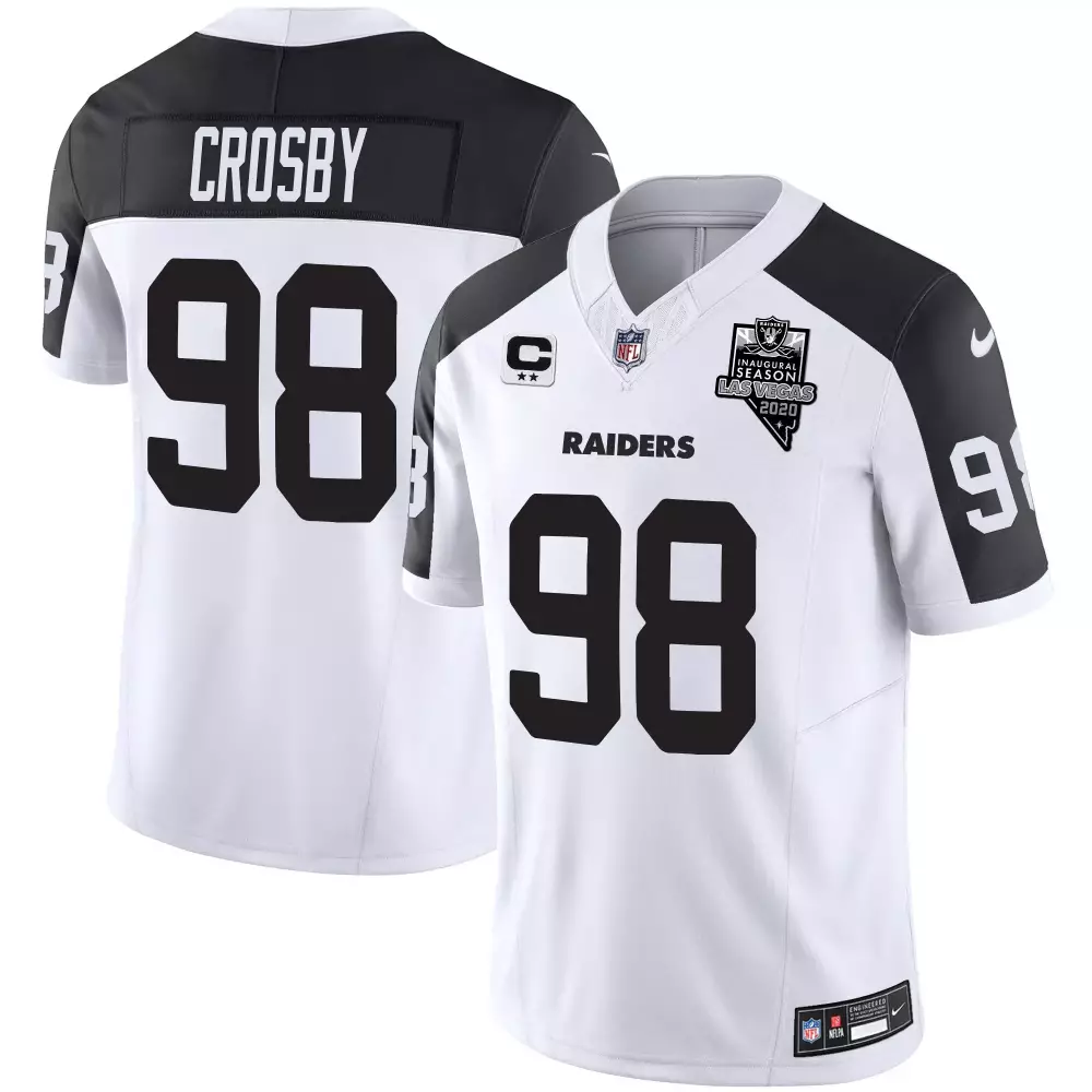 Crosby 98 Las Vegas Raiders White Stitched Jersey | Men's Style Name Patch 2020 | Perfect Fan Gear for Game Day | For Men, Women & Youth