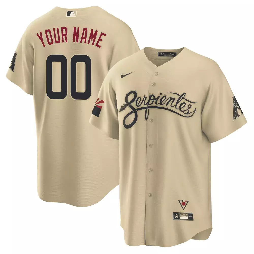 Custom Arizona Diamondbacks Serpientes Beige Jersey | Stitched Name Patch 2023 | For Men, Women & Youth