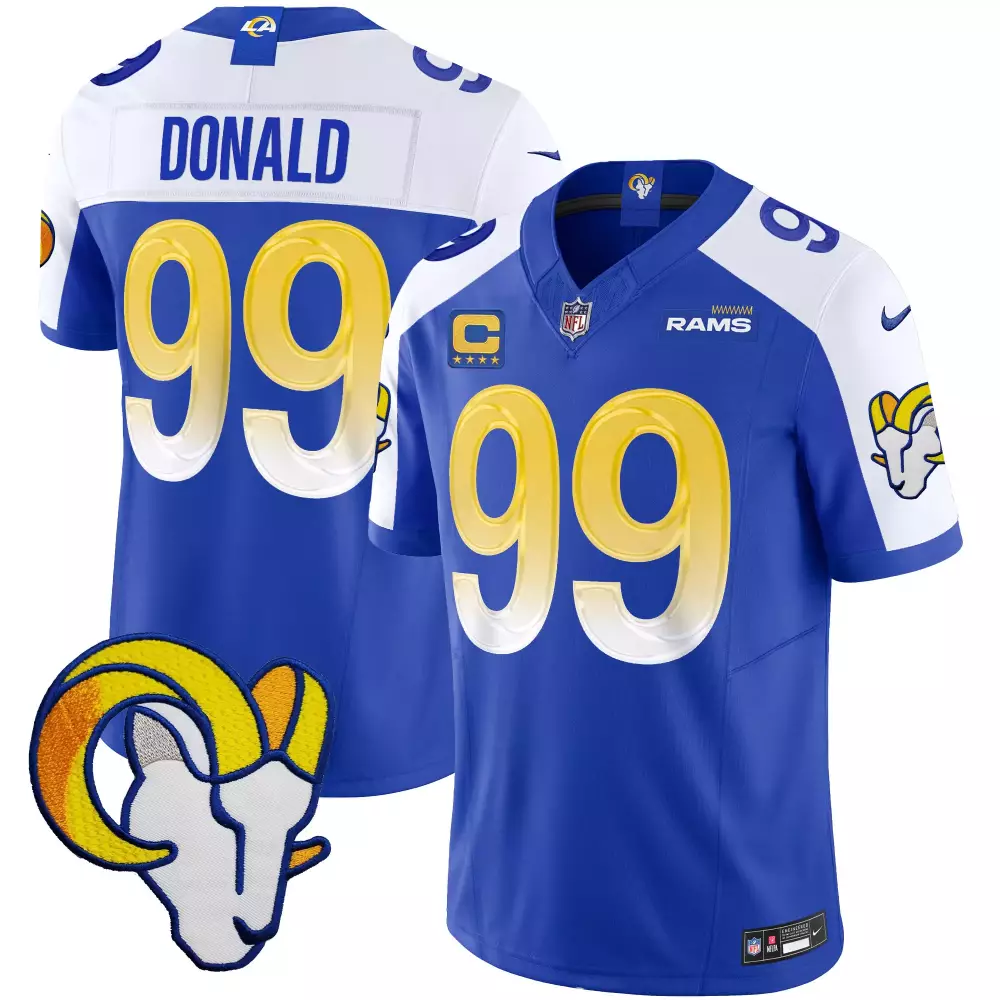 Aaron Donald 99 Los Angeles Rams Men's Blue Stitched Jersey | 2023 Name Patch | For Men, Women & Youth