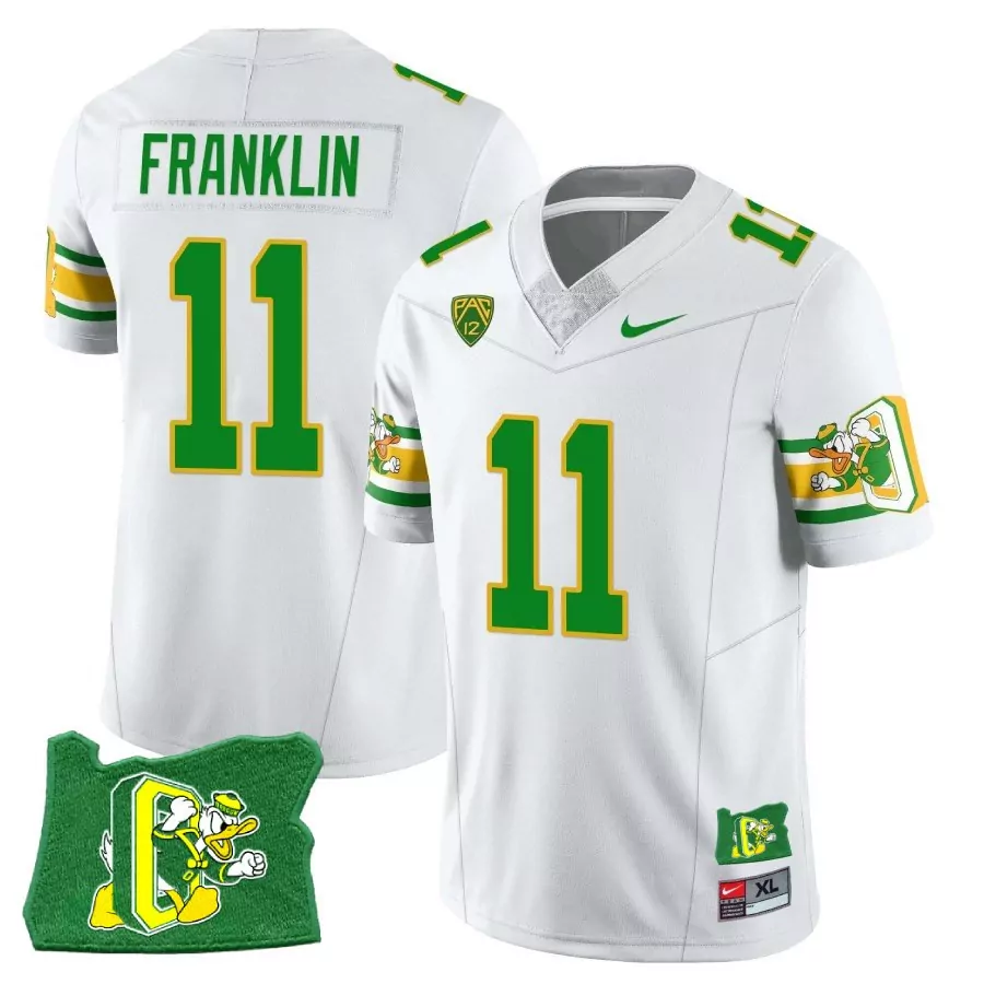 Franklin 11 Oregon Ducks 2022 Stitched Jersey | White Name Patch | Replica Fan Gear for Men, Women & Youth