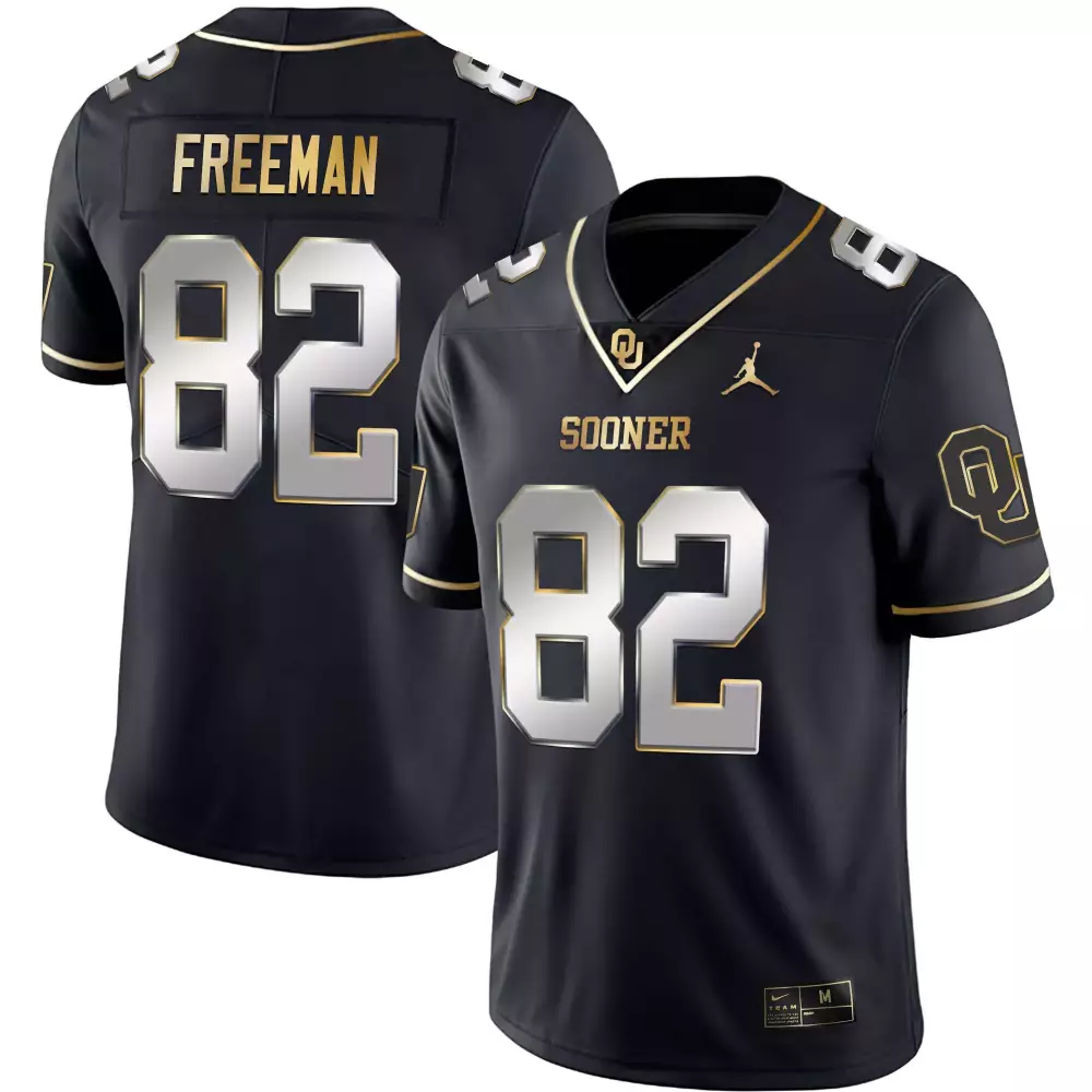Custom Oklahoma Sooners  Jordan Brand Freeman 82 All Stitched Name Patch Style 2023 Authentic Jersey – Black