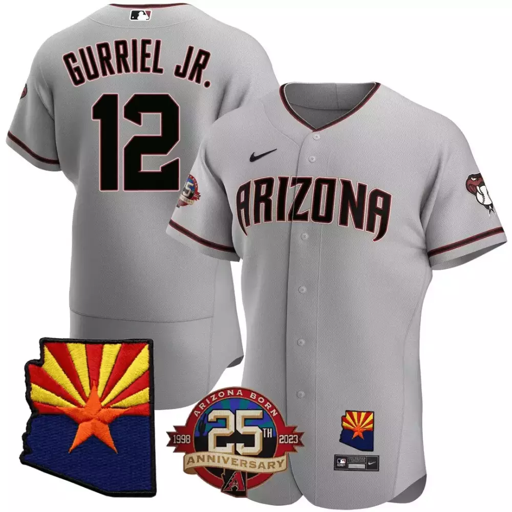 Gurriel Jr. 12 Arizona Diamondbacks 25th Anniversary Gray Jersey | Stitched Year Patch | Limited Edition Fan Gear | For Men, Women & Youth