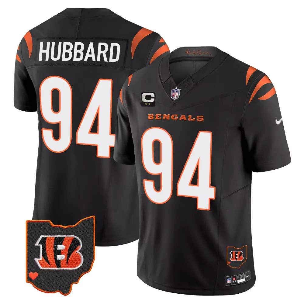 Hubbard 94 Cincinnati Bengals 2023 Men's Black Stitched Jersey | Name Patch | Replica Fan Gear | For Men, Women & Youth