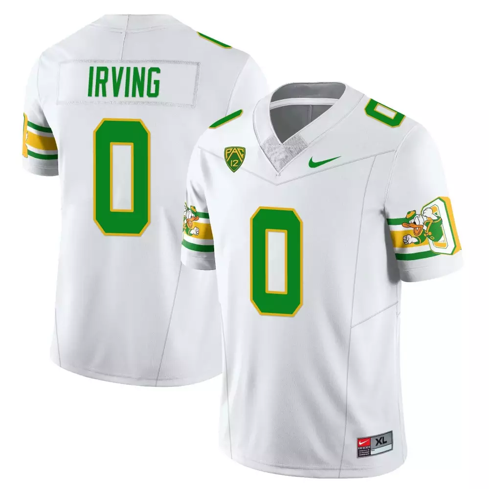 Irving 0 Oregon Ducks 1984 Stitched Jersey | White Style Name Patch | Replica Fan Gear for Men, Women & Youth