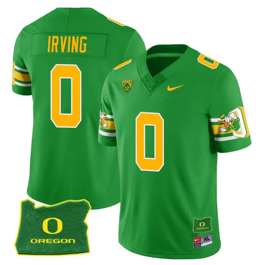 Irving 0 Oregon Ducks 1984 Stitched Jersey | Green Name Patch Style | Limited Edition Fan Gear for Men, Women & Youth