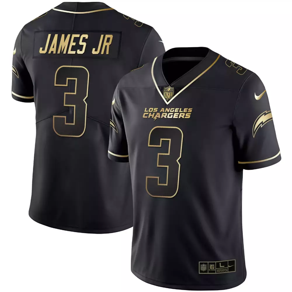 James Jr. 3 Los Angeles Chargers Black Stitched Jersey | Men's Name Patch Style for 2023 | For Men, Women & Youth