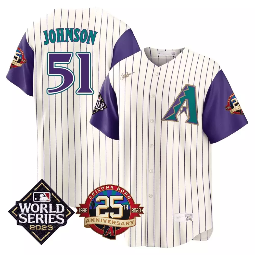 Johnson 51 Arizona Diamondbacks Men's 2023 World Series Patch Jersey | All Stitched Style | Fan Gear for All | For Men, Women & Youth