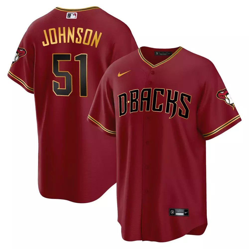 Johnson 51 Arizona Diamondbacks Red All Stitched Jersey | 2023 Name Patch | Replica Fan Gear for Men, Women & Youth