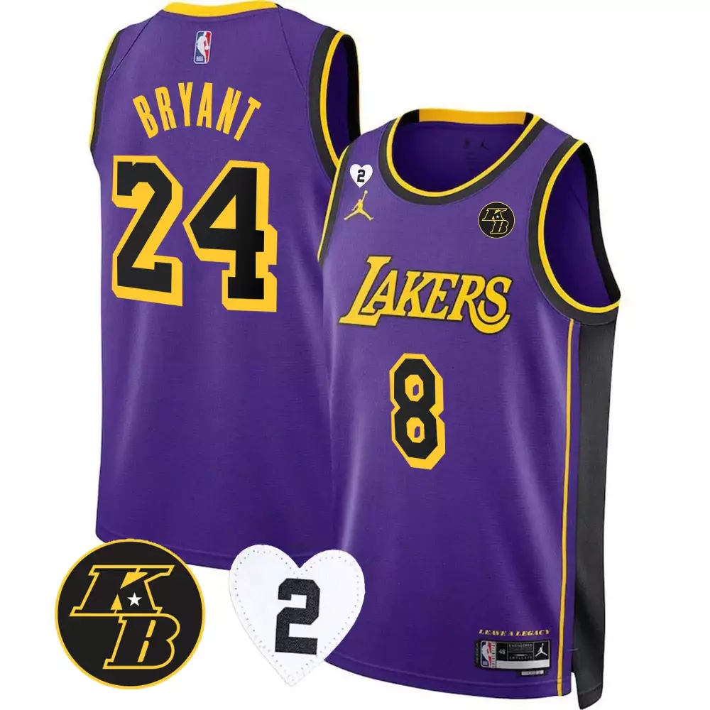 Kobe Bryant 24 Yellow Stitched Jersey | Los Angeles Lakers 2023 Style | Name Patch Fan Gear | For Men, Women & Youth