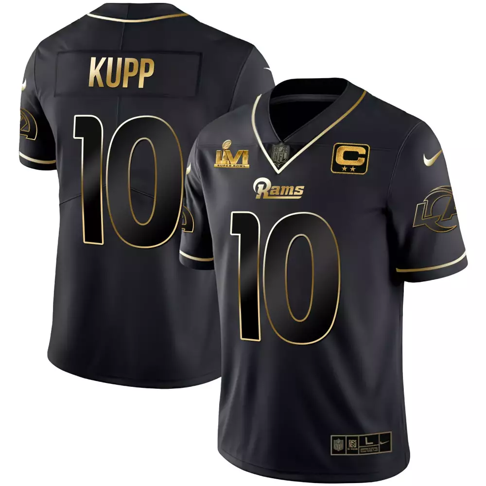 Kupp 10 Los Angeles Rams Black Gold Jersey | All Stitched Men's Style 2022 | For Men
