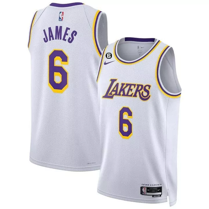 LeBron James 6 Los Angeles Lakers 2023 Stitched Jersey | White Style with Name Patch | Limited Edition Fan Gear | For Men, Women & Youth