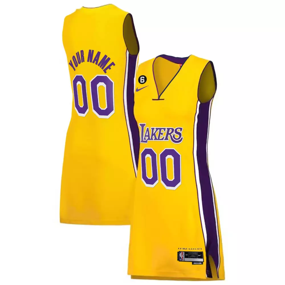 Custom Gold Stitched Los Angeles Lakers Jersey | Women's 2023 Style | Fan Gear for Game Day | For Men, Women & Youth