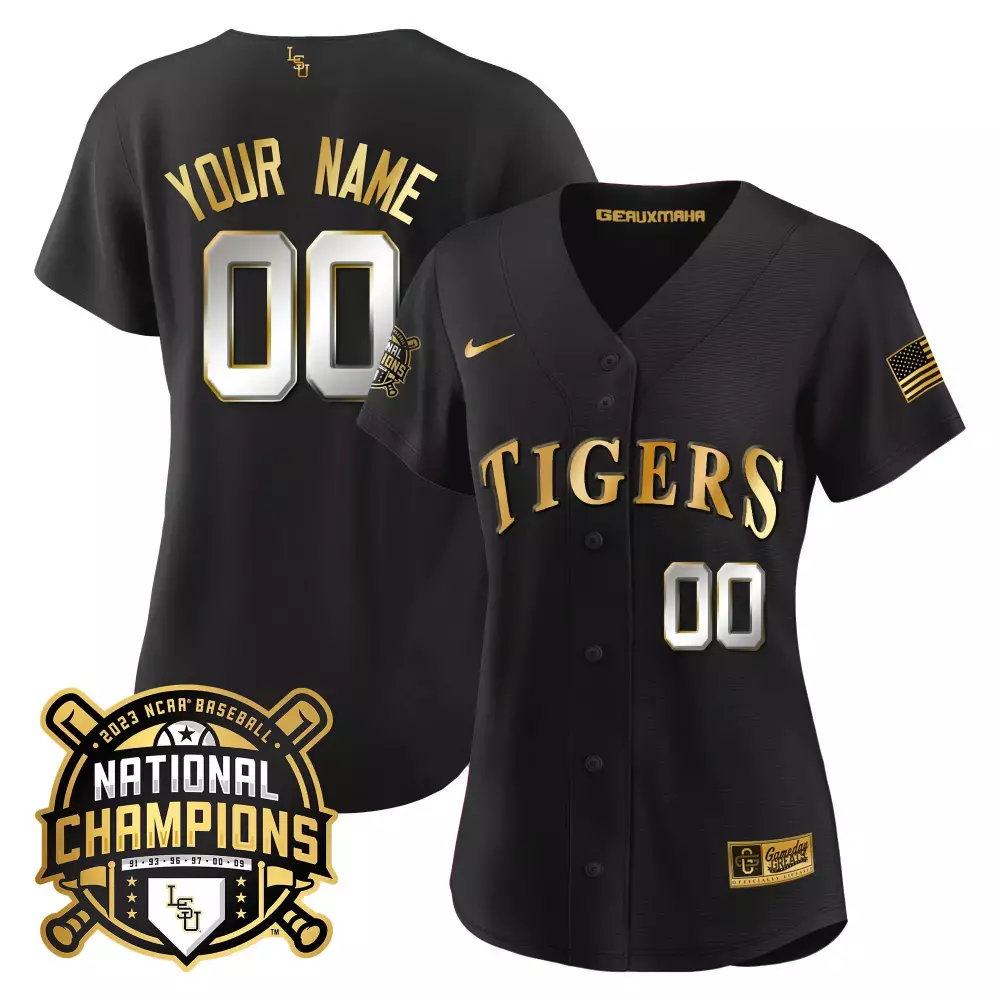 LSU Tigers 2023 National Champions Black All Stitched Jersey | Name Patch Style for Women | For Men, Women & Youth