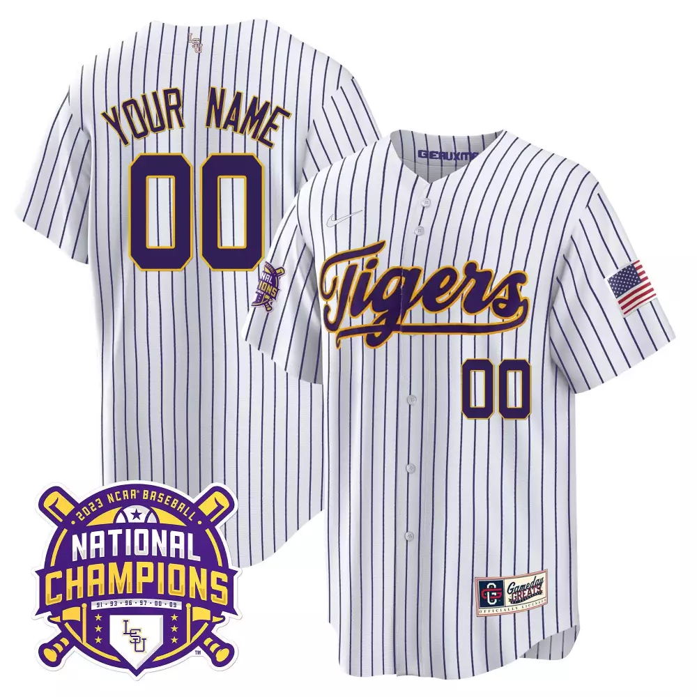 LSU Tigers 2023 National Champions Gold Stitched Jersey | Custom Name 00 | Men's Style Fan Gear | For Men, Women & Youth