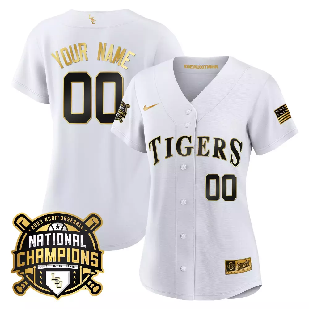 LSU Tigers 2023 National Champions Women’s White Stitched Jersey | Name Patch | For Men, Women & You
