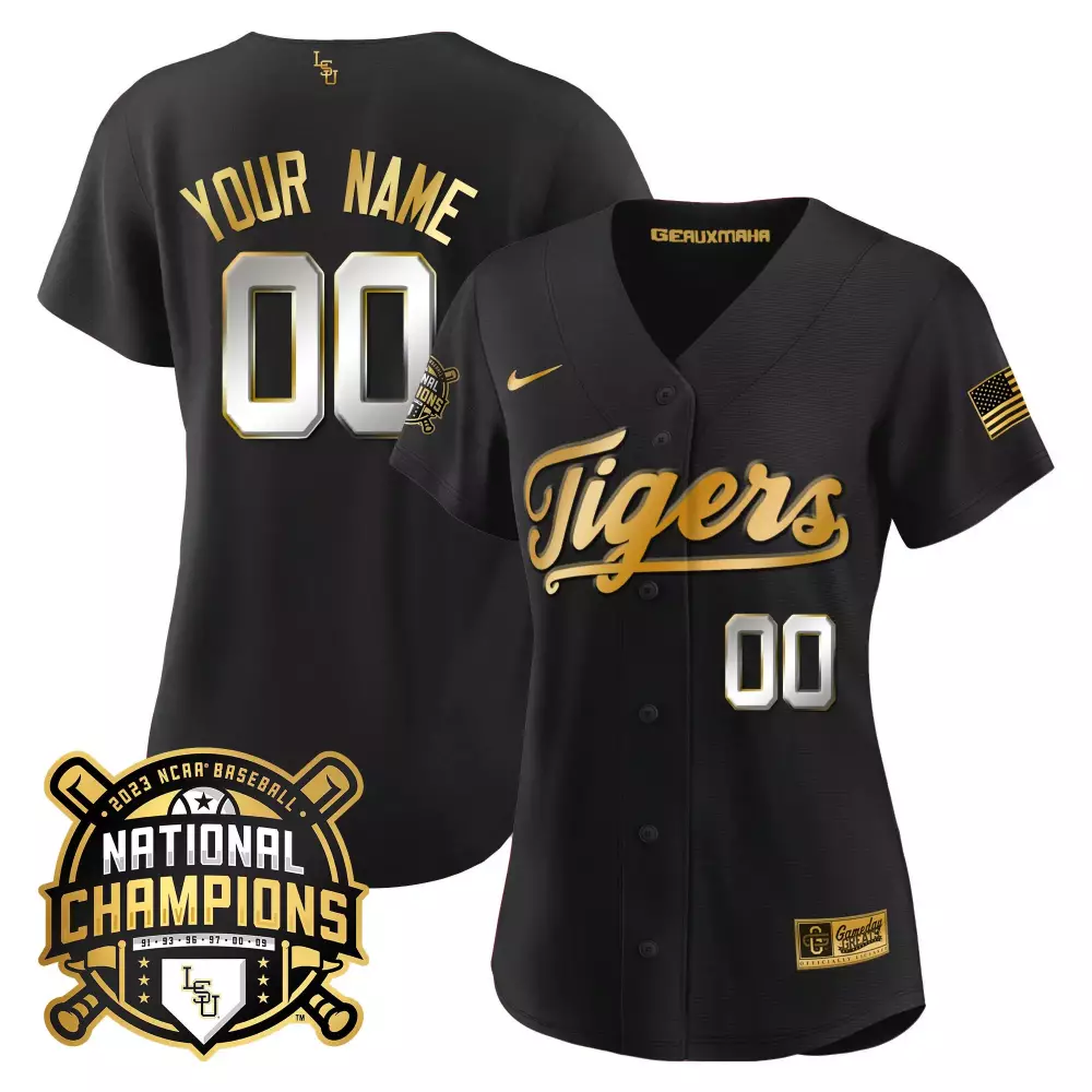 LSU Tigers 2023 Black National Champions Custom Stitched Jersey | Women's Name Patch | For Men, Women & Youth