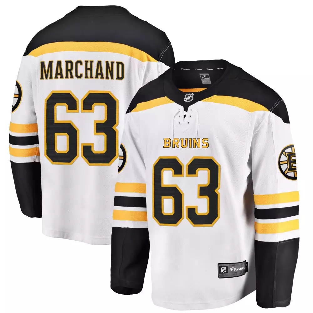 Marchand 63 Boston Bruins 2023 White All Stitched Jersey | Name Patch Fan Gear | For Men, Women & Youth