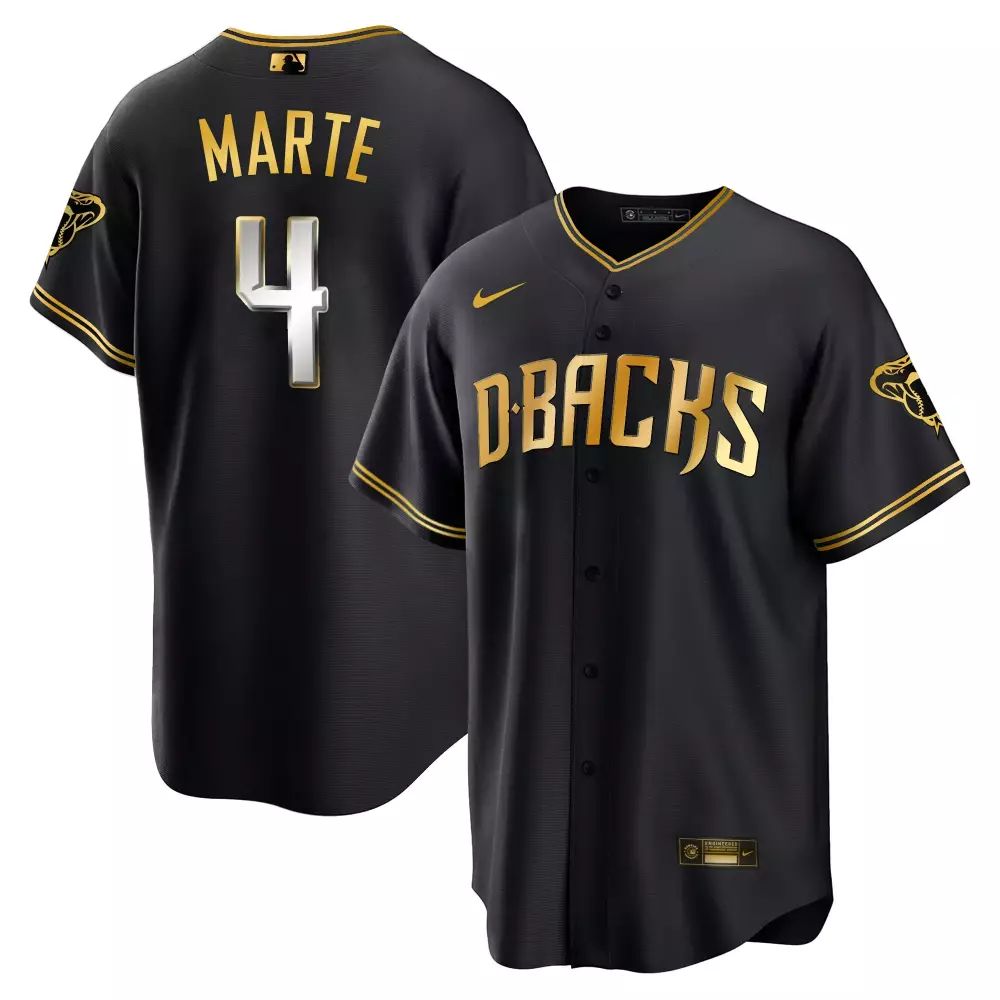 Marte 4 Arizona Diamondbacks 2023 Black Stitched Jersey | Name Patch | Replica Fan Gear for Men, Women & Youth