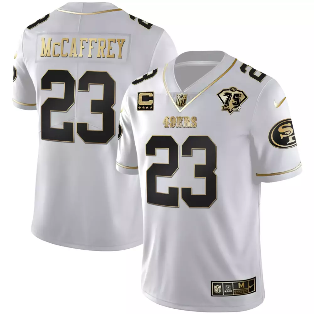 McCaffrey 23 White Stitched Jersey | 49ers 2023 Name Patch | Fan Gear for Men, Women & Youth