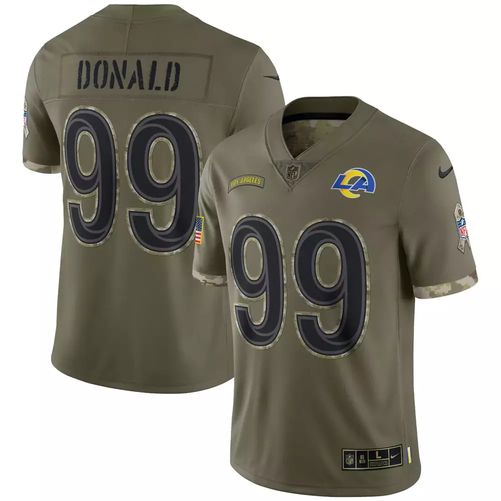 Men's Aaron Donald 99 Los Angeles Rams 2022 Olive Jersey | All Stitched | Name Patch | For Men, Women & Youth