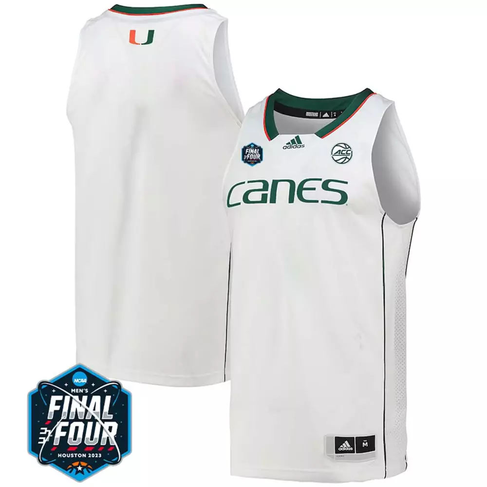 Men's Miami Hurricanes 2023 White Stitched Final Four Jersey | Name Patch | Fan Gear | For Men, Women & Youth