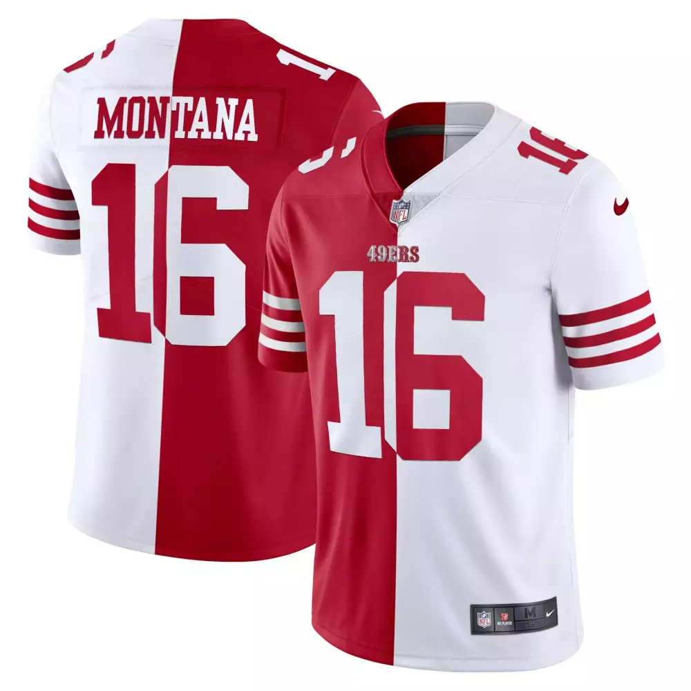 Montana 16 San Francisco 49ers 2023 Men's Stitched Jersey | White Red 75th Anniversary Name Patch | Limited Edition | For Men, Women & Youth