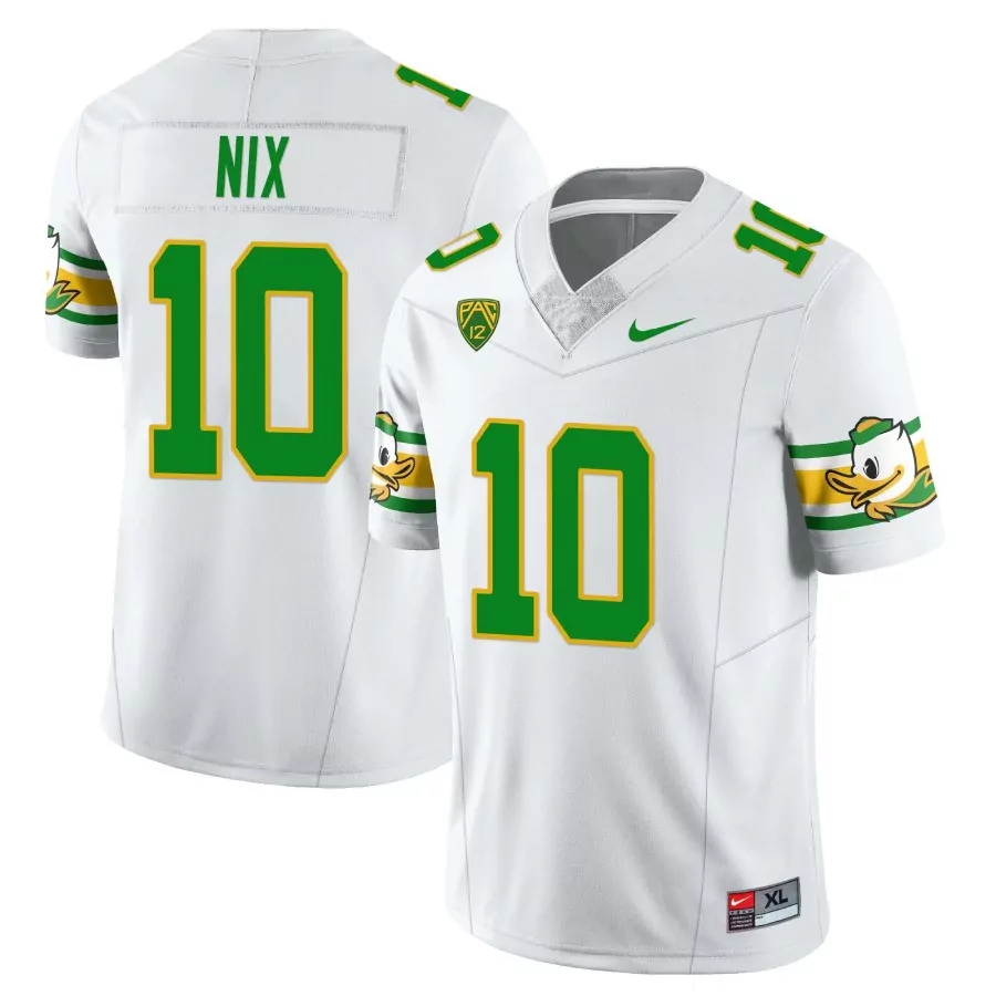 Nix 10 Oregon Ducks 2023 Stitched Jersey | White Name Patch for Men, Women & Youth | Classic Fan Gear