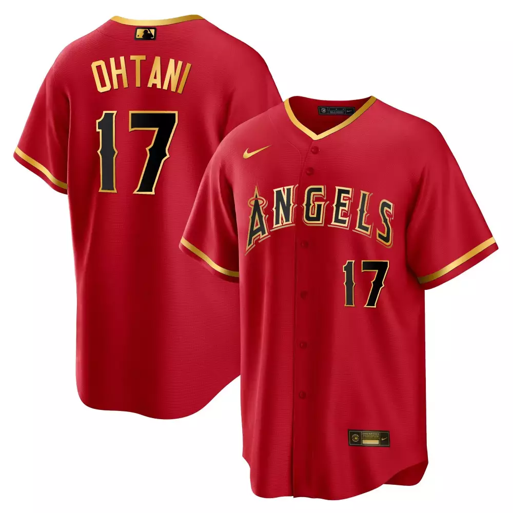 Ohtani 17 Los Angeles Angels Men's Red All Stitched Jersey | Name Patch 2023 | Fan Gear for Men, Women & Youth
