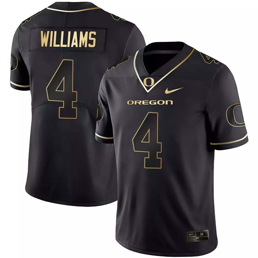 Oregon Ducks Male Black Stitched Jersey | Williams 4 Name Patch | 2023 Edition | Fan Gear for Game Day | For Men, Women & Youth
