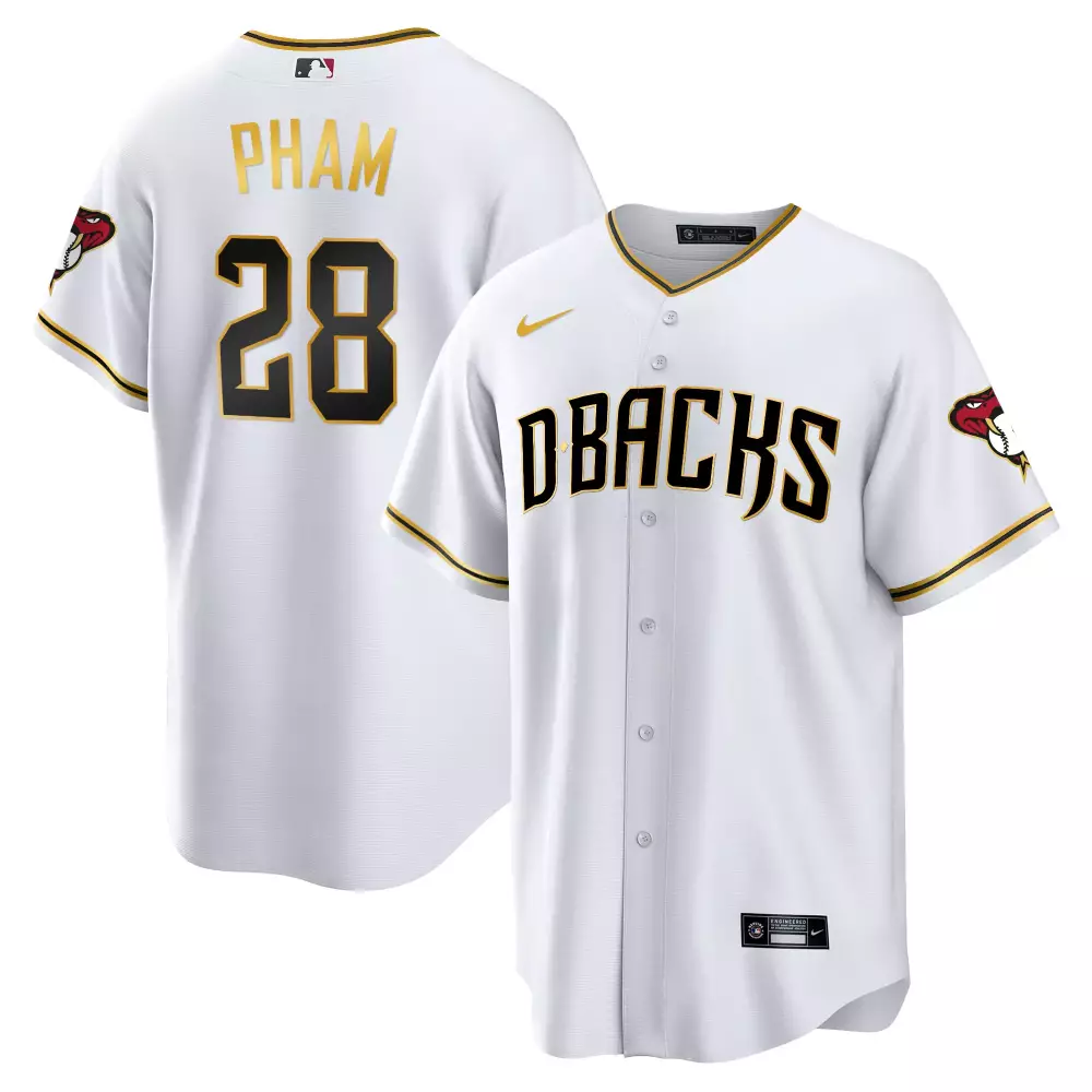 Pham 28 Arizona Diamondbacks White Cool Base Jersey | 2023 All Stitched Name Patch | Replica Fan Gear for Men, Women & Youth