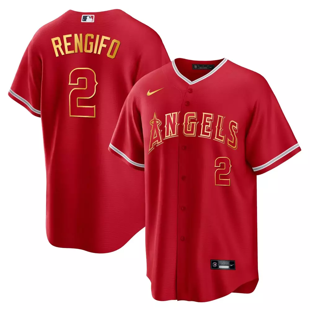 Rengifo 2 Los Angeles Angels 2023 Red All Stitched Jersey | Name Patch | Game Day Outfit for Men, Women & Youth