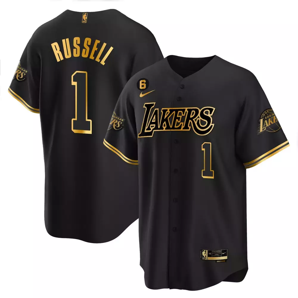 Russell 1 Black Stitched Jersey | Los Angeles Lakers 2023 | Men's Name Patch | All Stitched Fan Gear for Men