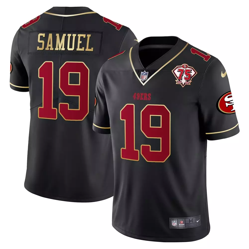 Samuel 19 San Francisco 49ers 75th Anniversary Black All Stitched Jersey | Men's Style | For Men, Women & Youth