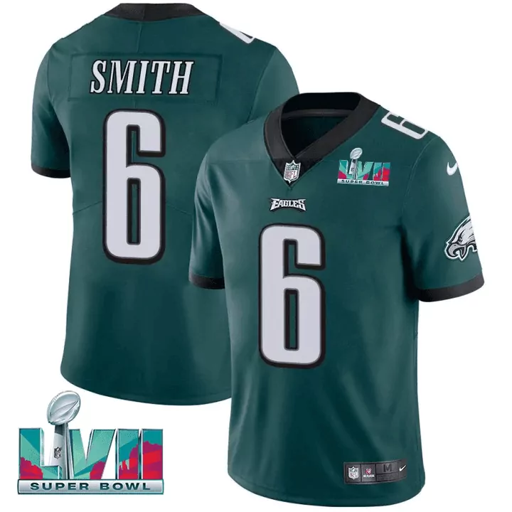 Smith 6 Philadelphia Eagles Stitched Limited Jersey | Dark Green with Super Bowl LVII Patch | Fan Gear | For Men, Women & Youth