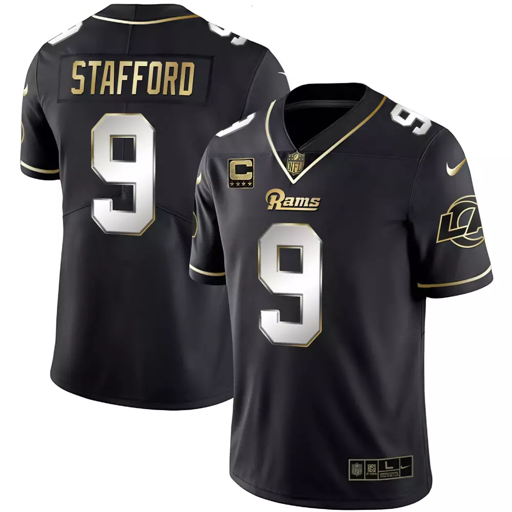Stafford 9 Men's Black Stitched Jersey | Los Angeles Rams 2023 | Name Patch Style | For Men, Women & Youth