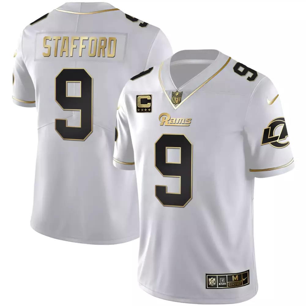Stafford 9 Men's White Gold Stitched Jersey | Los Angeles Rams 2022 | Name Patch | For Men, Women & Youth