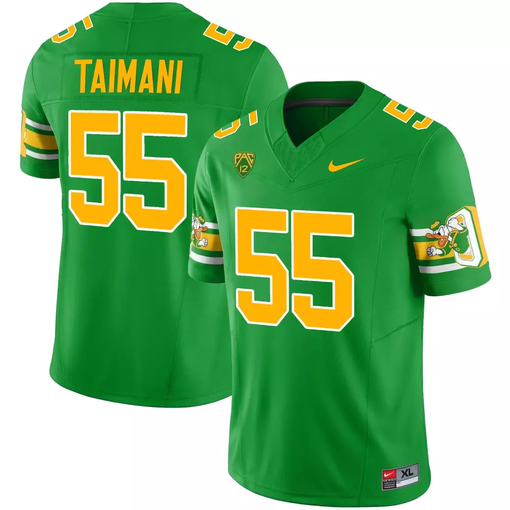 Taimani 55 Oregon Ducks 2023 Stitched Jersey | Green with Name Patch | Game Day Outfit | For Men, Women & Youth
