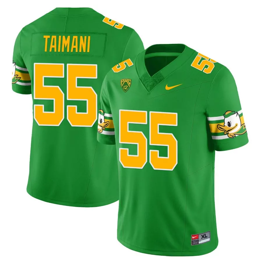 Taimani 55 Oregon Ducks 1984 Stitched Green Jersey | Patch Name | Game Day Outfit | For Men, Women & Youth